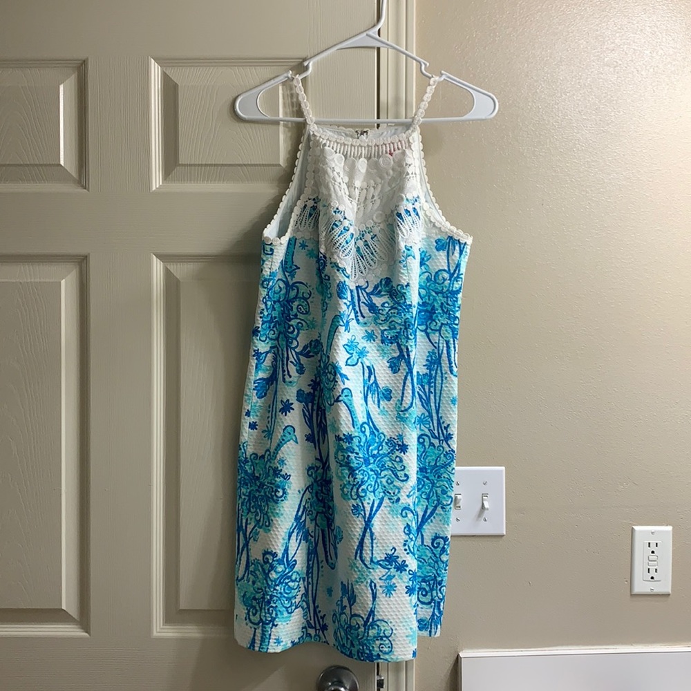 🐦 EUC Darling Blue and White Lilly Shift Dress 💙
